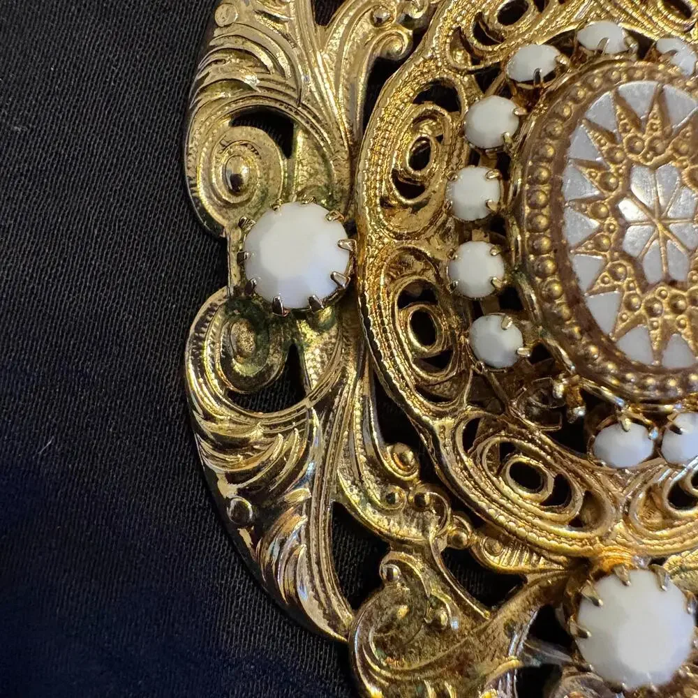 Vintage Hobe Double Strands Gold Tone Bohemian Statement Beaded Chain Necklace - Picture 5 of 9